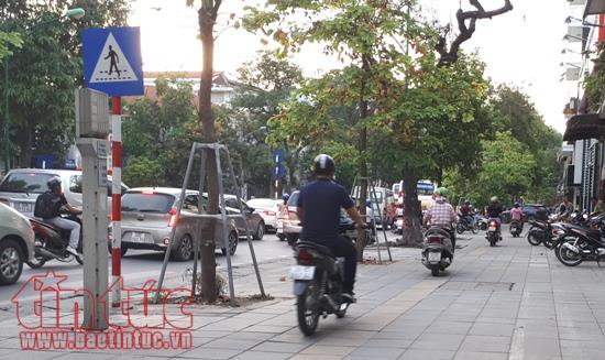 Xe máy vẫn vô tư đi trên vỉa hè Hà Nội ảnh 1